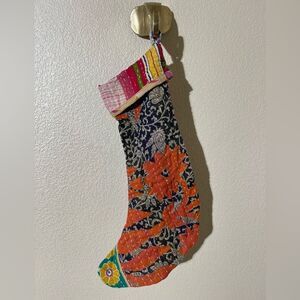 Colorful Kantha Christmas Stocking